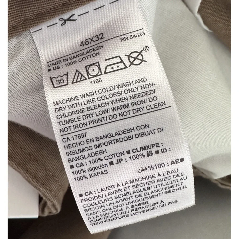 Old Navy Broken -In Loose Chinos Pants Mens Size 46X32 Toasty Tan Casual New